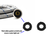 Set of Hot and Cold Stainless Steel Washing Machine Hoses Burst Proof, 6ft Long - Water Supply Lines for Washing Machines (6 Ft)