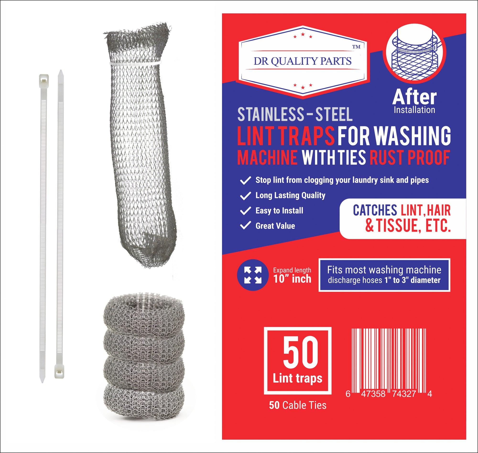 Amazon.com: Pack of 50 Washing Machine Lint Traps Premium
