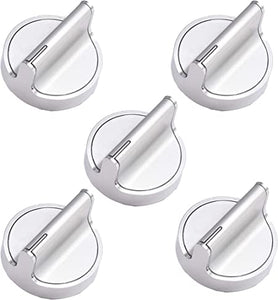 W10594481 5pcs Stainless Steel Cooker Stove Control knob Compatible with Whirlpool Stove/Range - Replaces WPW10594481, W10594481