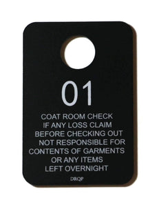 DR Quality Parts Plastic Coat Room Check Tags, Numbered 1-100, Heavy Duty- Double Sided, Black Set